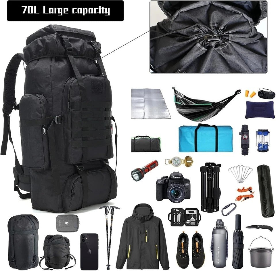 High-Capacity Outdoor Tactical Hiking Backpack Waterproof Camping Rucksack