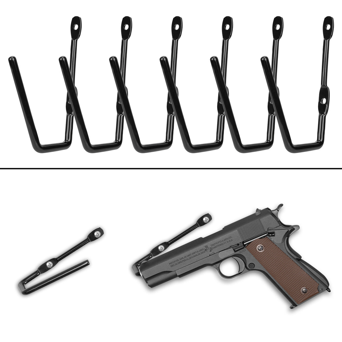 Wall Mount Handgun Rack Hooks - Pistol Organizer for Safe & Easy Access