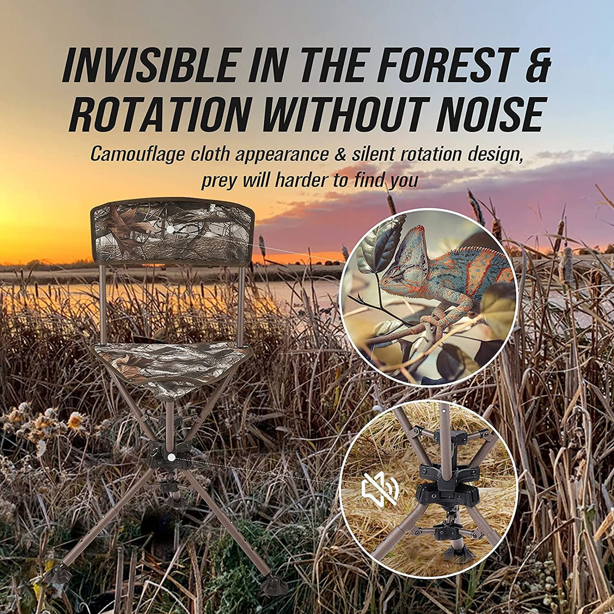 Foldable Swivel Hunting Chair Seat with 360° Rotation and Adjustable Height