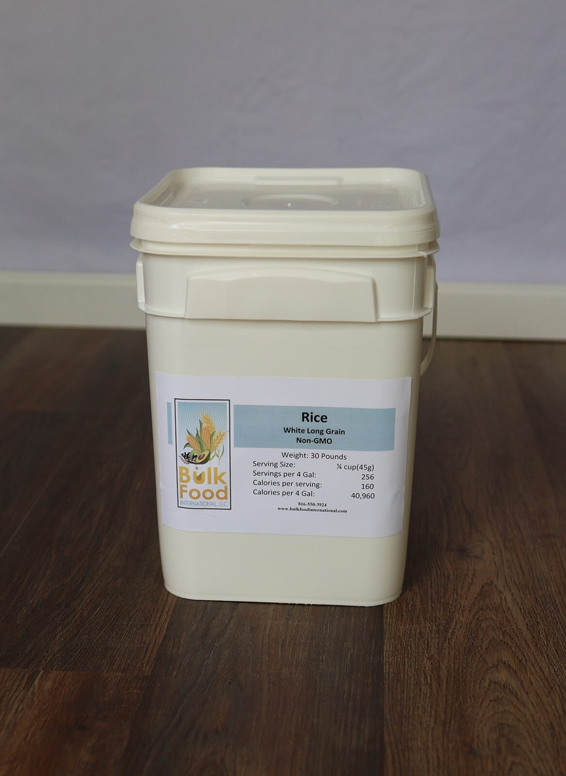 Bulk Long Grain White Rice in 4-Gallon Bucket - Emergency Storage 30 lb