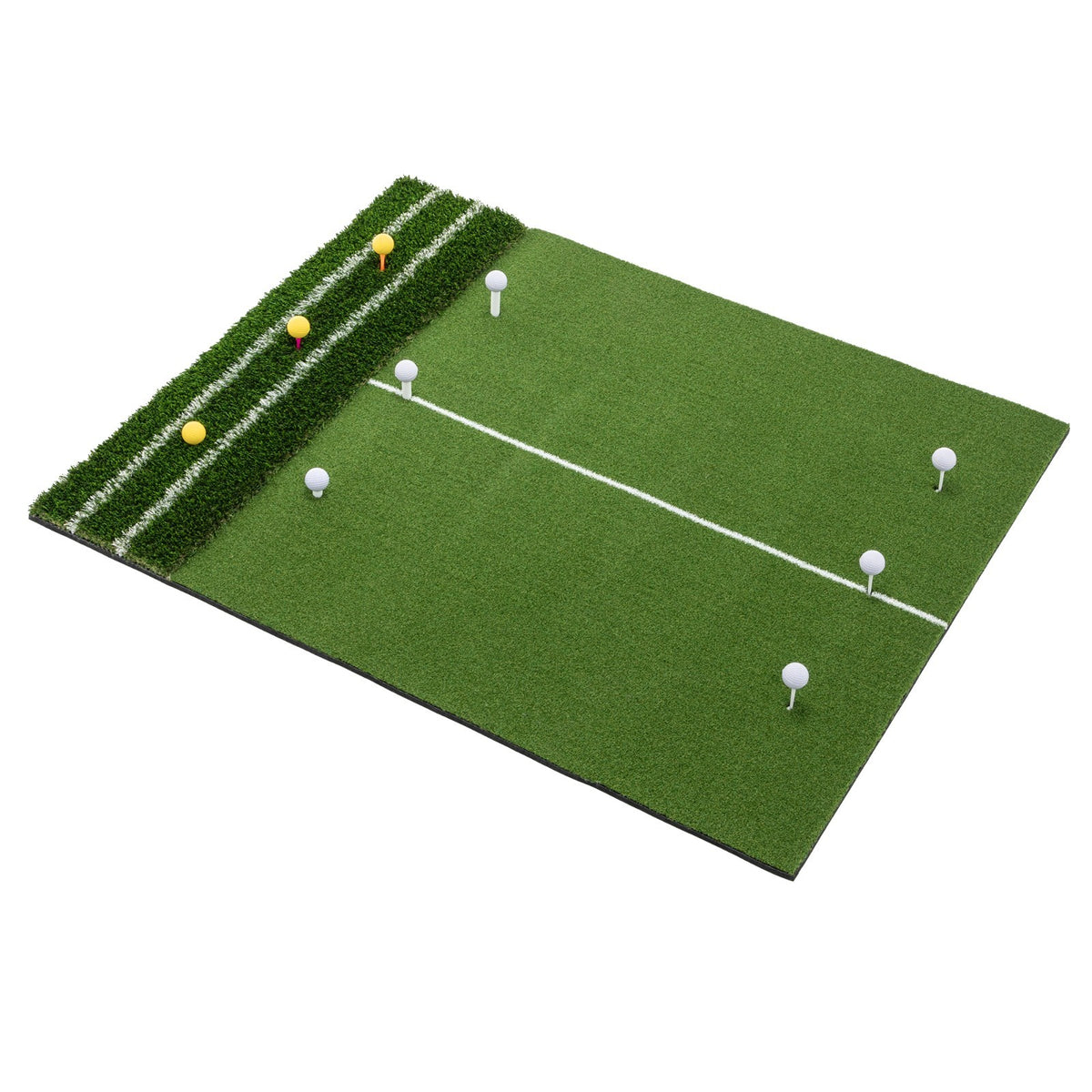 Golf Hitting Mat 5x4 Ft with Alignment Lines, Balls, Tees & Strap - Practice Turf