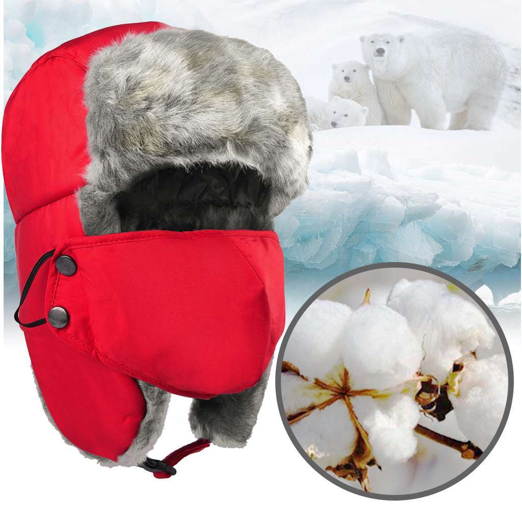 Men's Winter Ear Flap Thermal Hat with Removable Face Mask - Snow Ski Cap