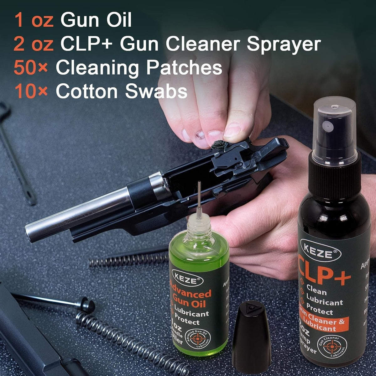 Gun Cleaner and Lubricant Kit - 4-in-1 Universal Spray & Oil for Firearms