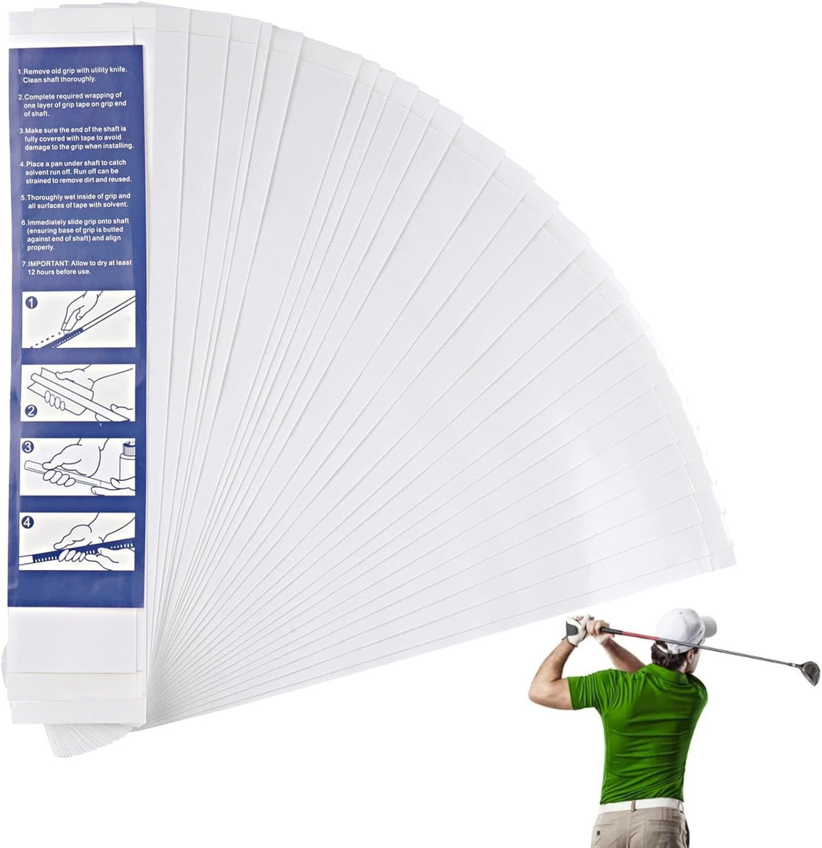 Golf Grip Tape Kit - 50 High-Quality Regripping Strips for Clubs