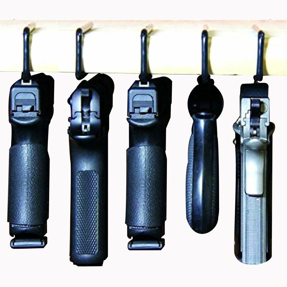 Pack of 5 Handgun Pistol Hangers for Shelf Storage - Safe Gun Organization