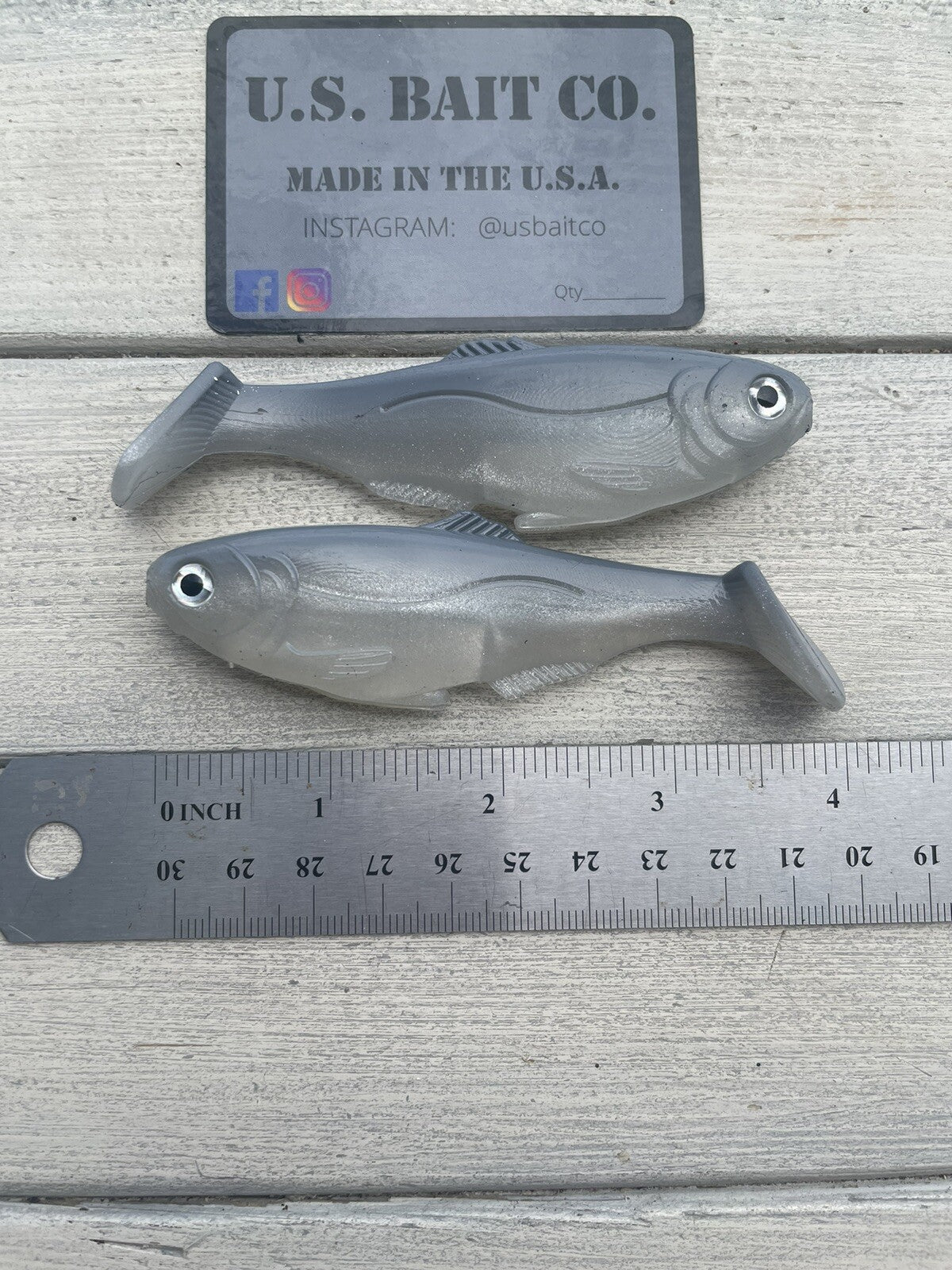 4-Inch Weedless Shad Swimbaits - Ghost Color, Lot of 2 Fishing Lures