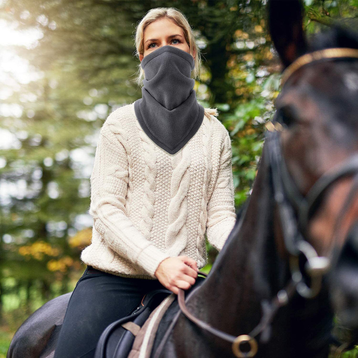 Fleece Neck Warmer Gaiter Winter Balaclava Ski Mask with Adjustable Strap