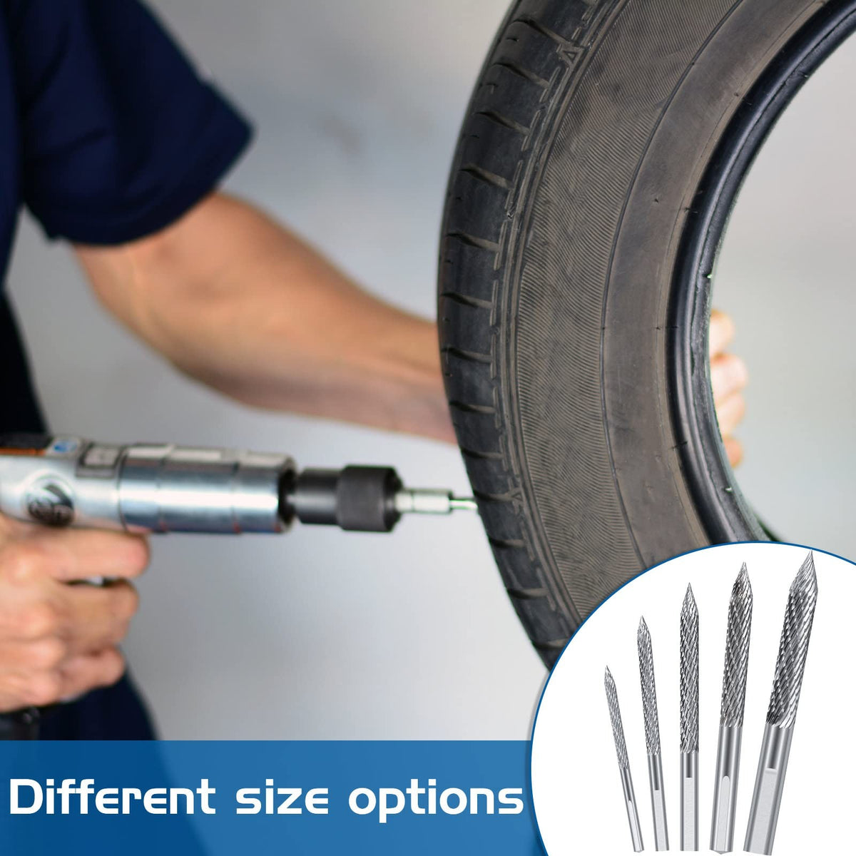 Tire Reamer Drill Bit Set for Repair 5 Sizes Carbide & Steel