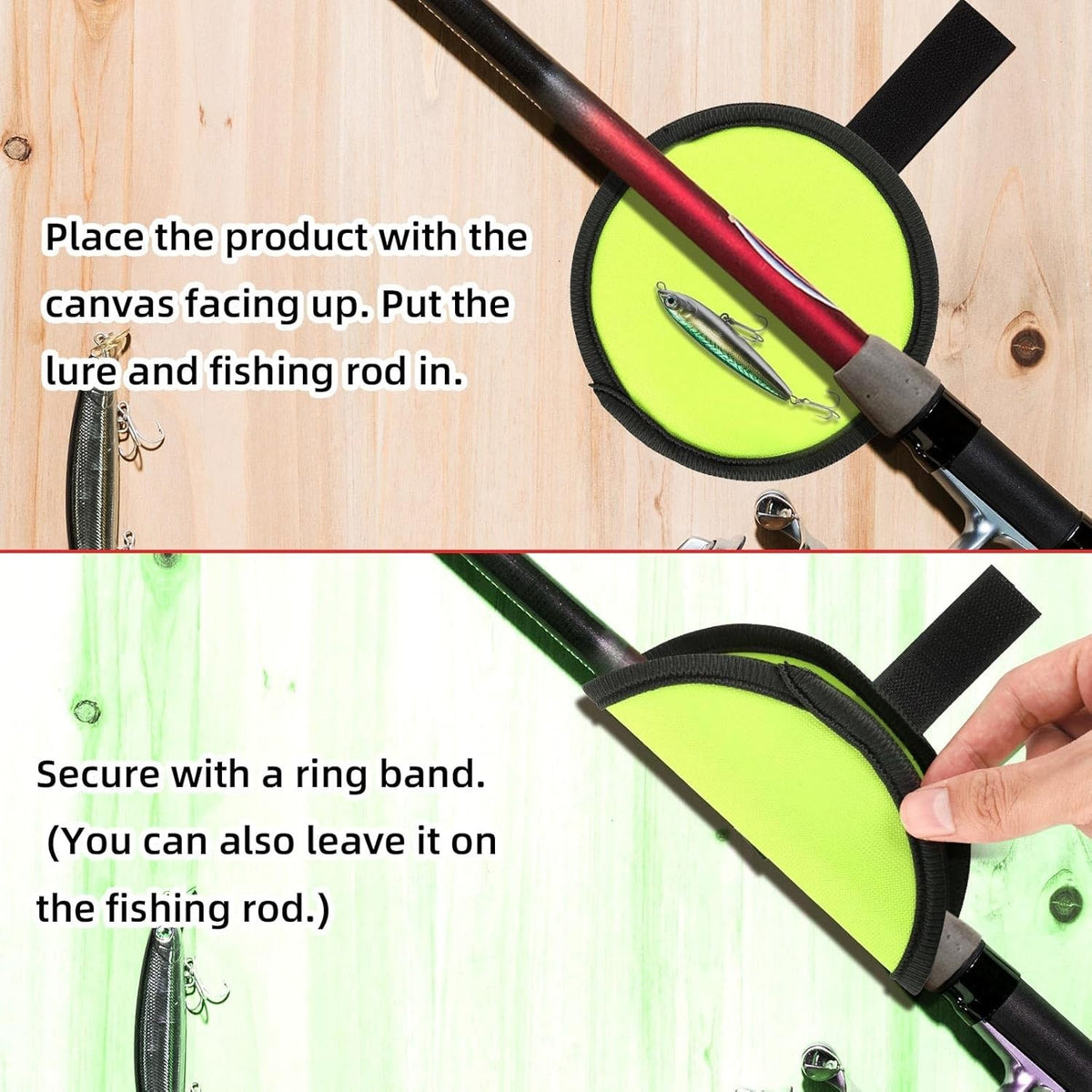 Fishing Lure Covers Set - 8 Green Hook Protectors for Rod Safety & Storage