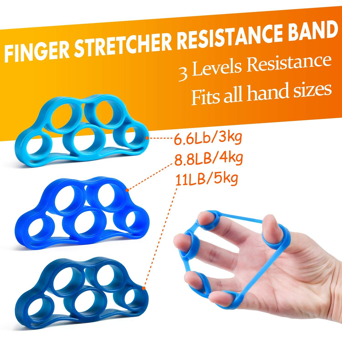 Adjustable Hand Grip Strengthener Kit with Finger Stretcher and Stress Ball