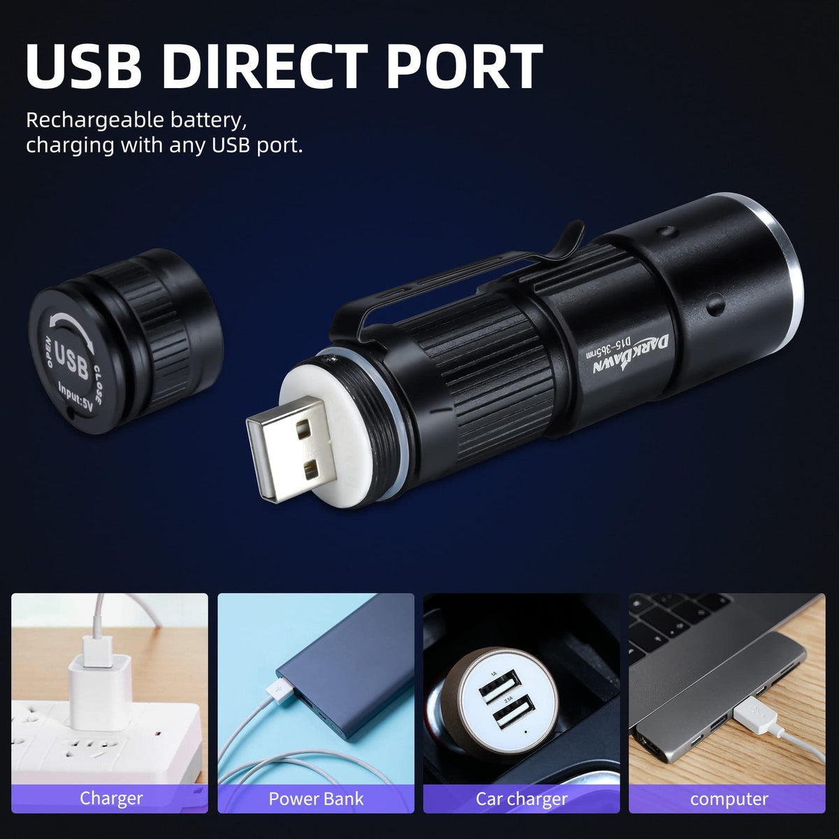 Rechargeable UV 365nm Black Light Flashlight for Detection and Scavenger Hunts