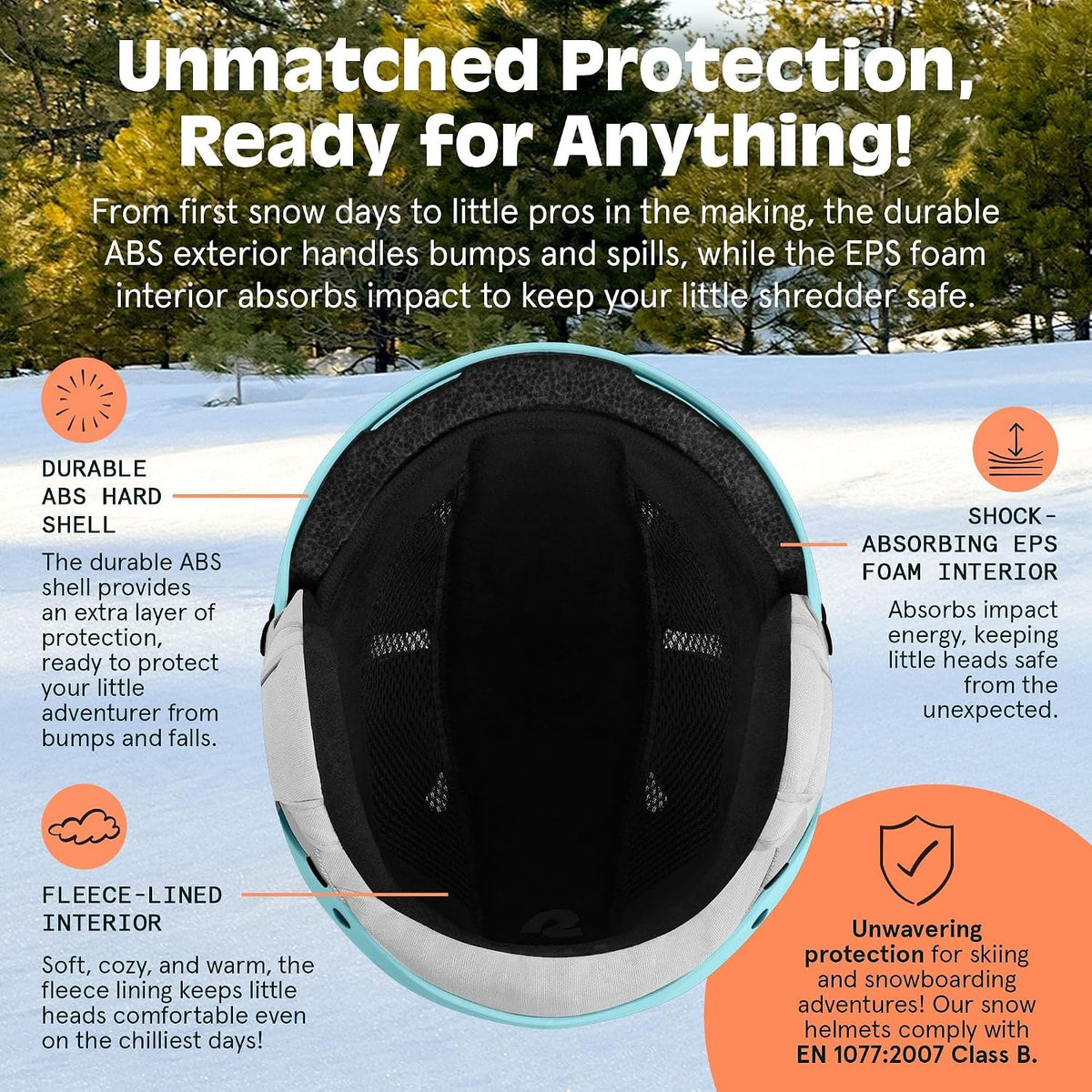 Kids Ski & Snowboard Helmet with ABS Shell and Impact Protection