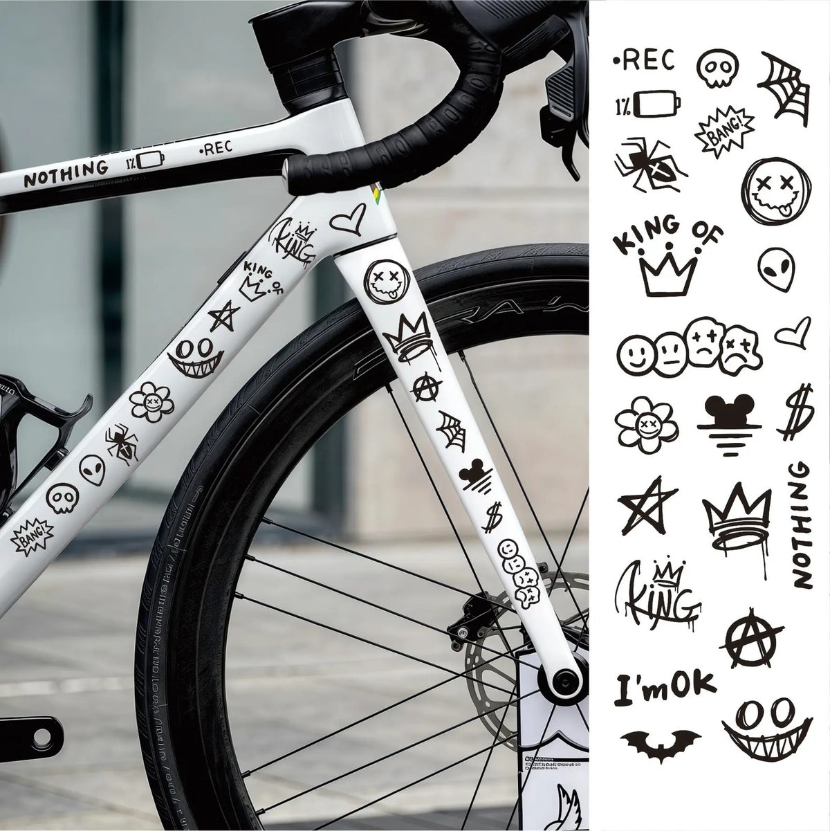 Waterproof Reflective Graffiti Bicycle Stickers for Frame & Top Tube