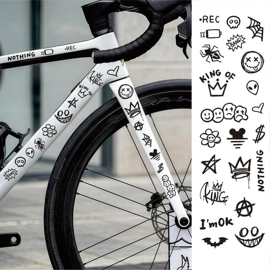 Waterproof Reflective Graffiti Bicycle Stickers for Frame & Top Tube