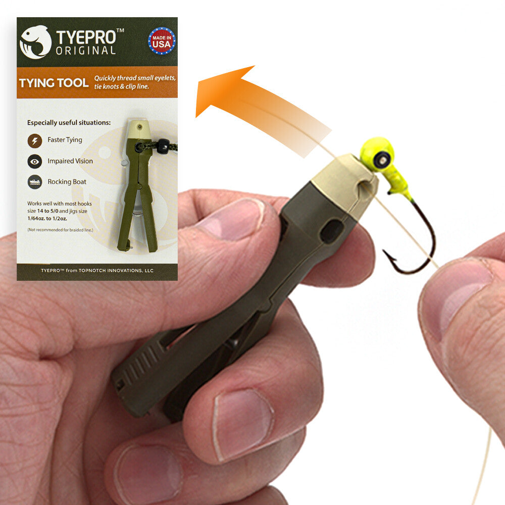 Fishing Knot Tying Tool with Line Clips and Lanyard - Hook & Jig Threader
