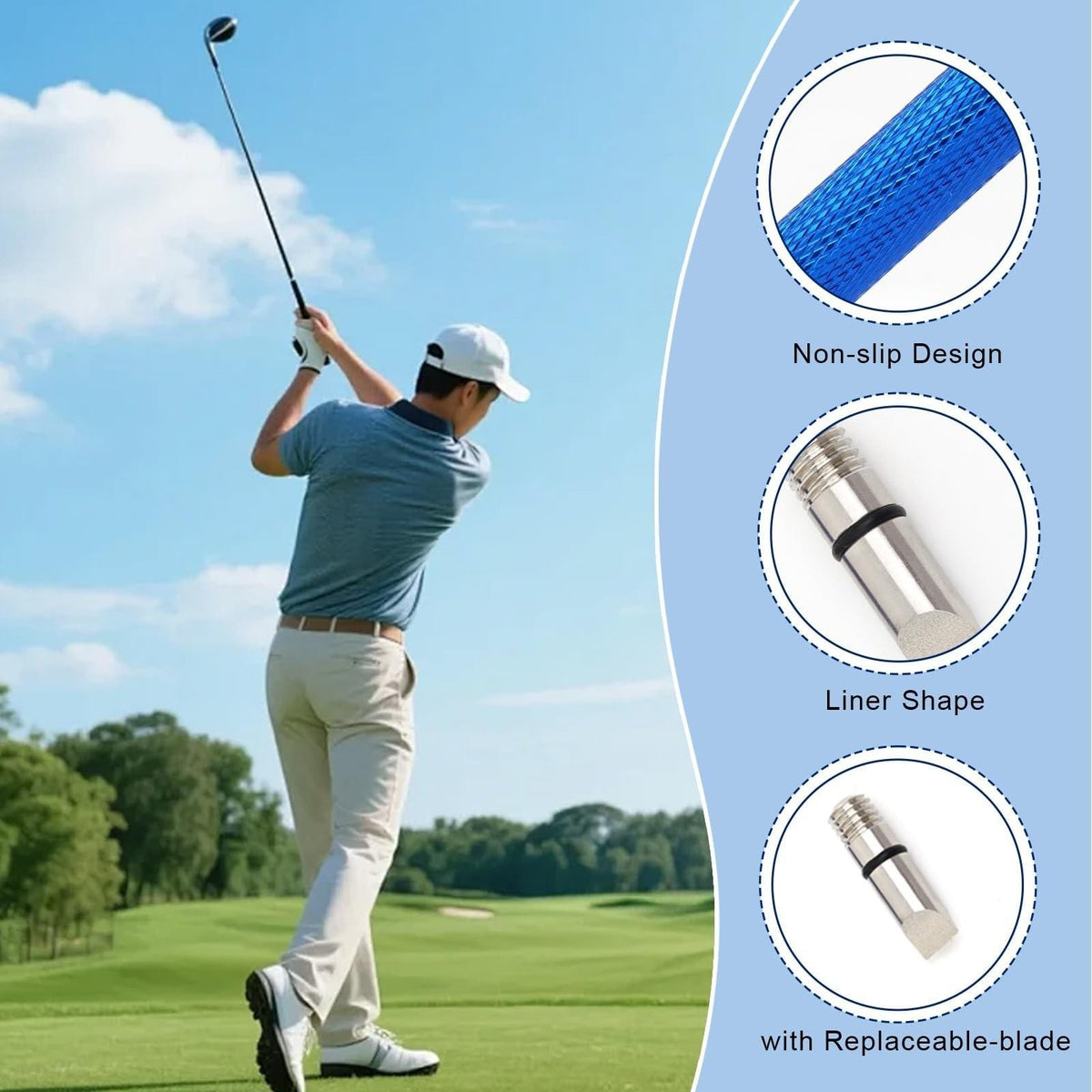 Golf Club Cleaner & Groove Sharpener with Spare Tip - Metal & Iron Care