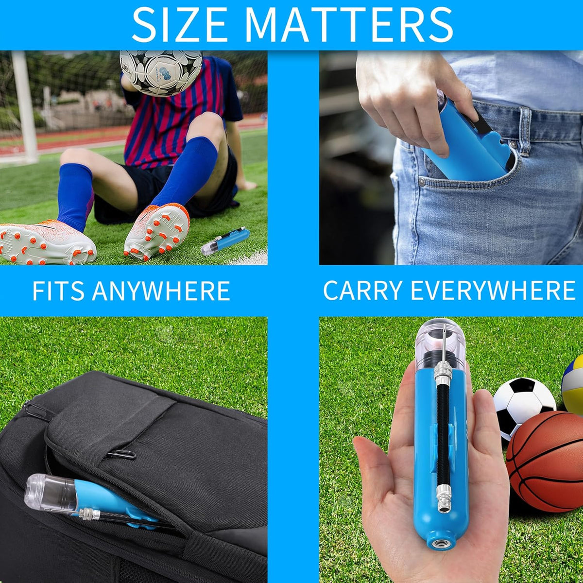 Portable Hand Pump for Sports Balls with Needles - Compact Ball Inflator
