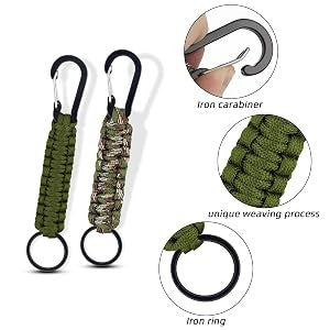 6 Pack Paracord Keychains with Carabiners Durable Braided Lanyards