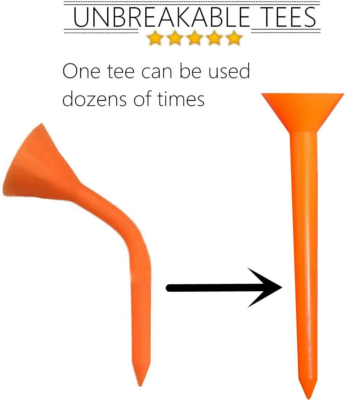 Durable 70mm Plastic Golf Tees Pack of 60 - Unbreakable, Stable Design