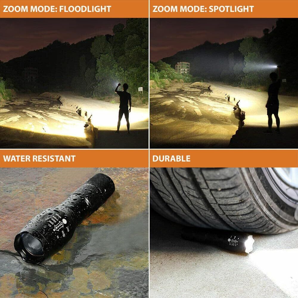 2-in-1 White and Red LED Flashlight with Zoomable Focus - Pocket-sized Torch