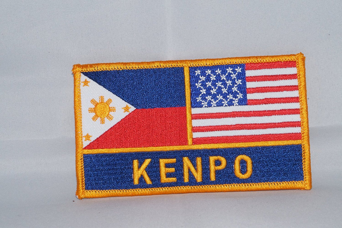 Martial Arts Patch 5 Inch Philippines USA Flag Sew-On or Heat-Backed