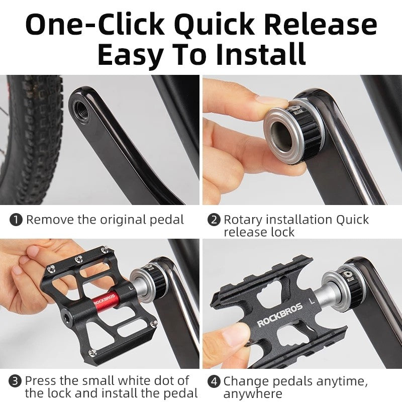 Bike Pedals CNC Machined Aluminum Alloy Quick Release Anti-Slip Pedals