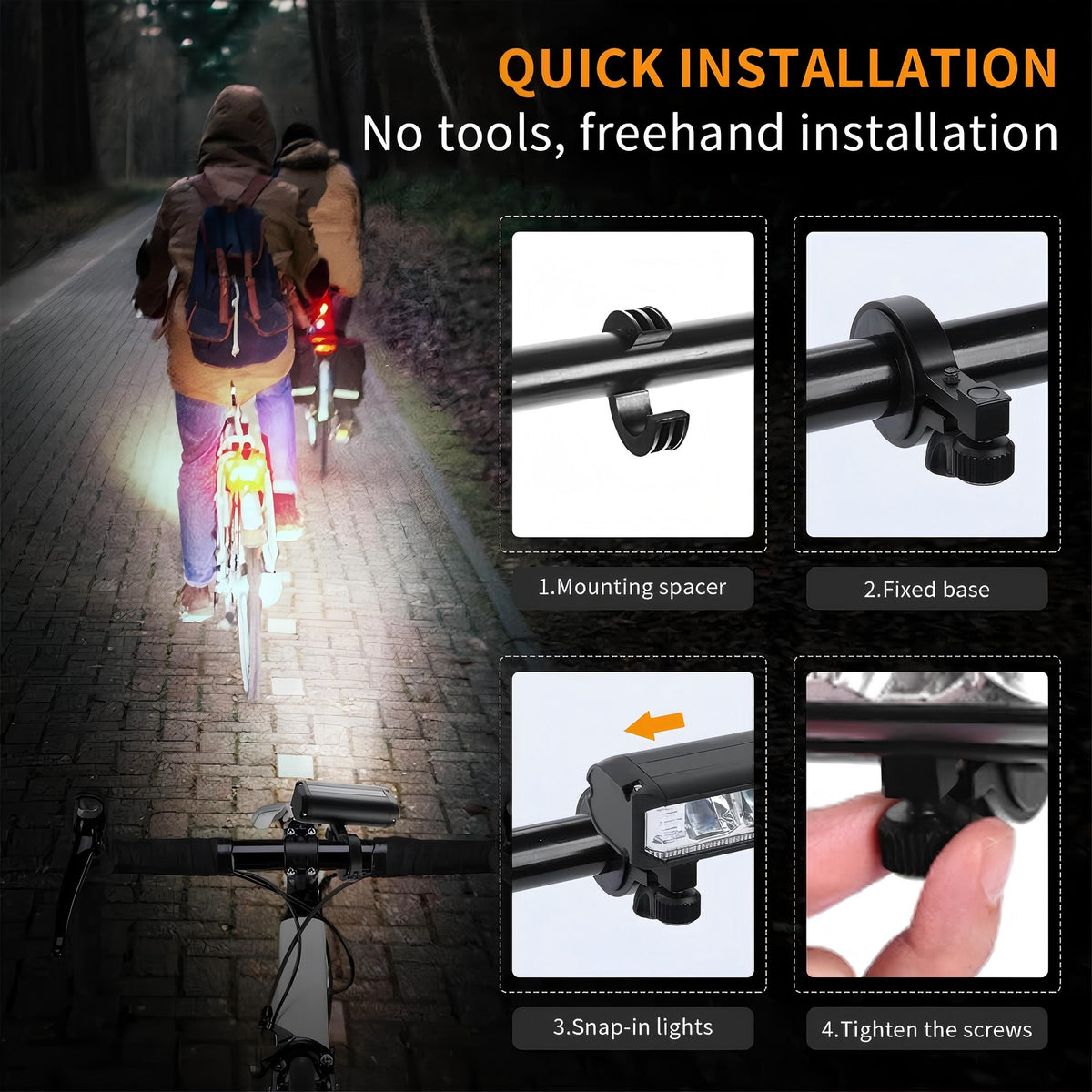 Rechargeable 1000 Lumens Bike Light Set Waterproof Front Headlights