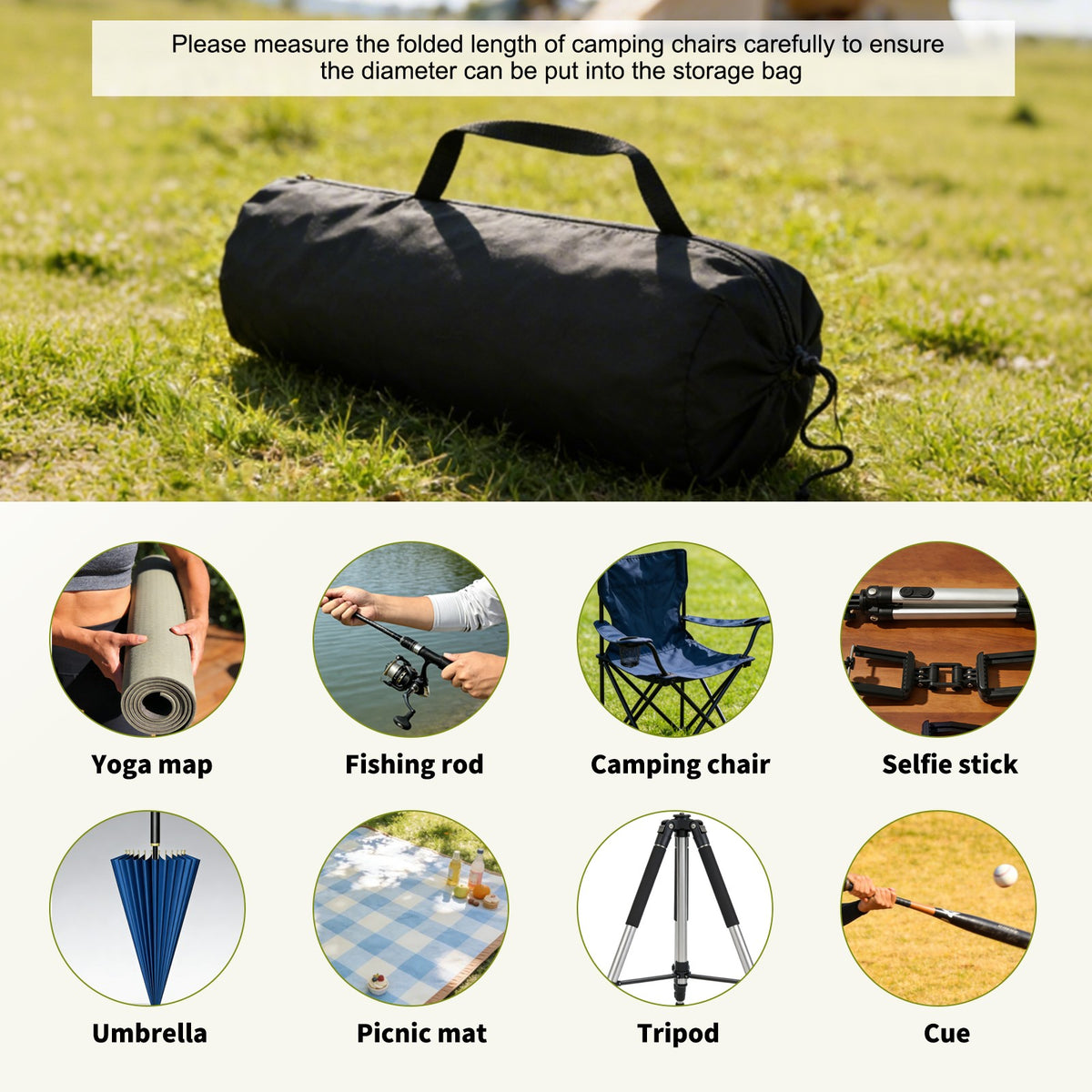 2 Pack Camping Chair Replacement Bags 34 x 10 Inch Nylon Storage Bags