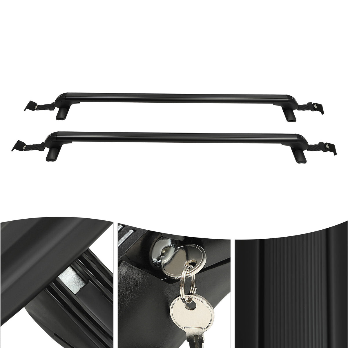 Universal Car Roof Rack Cross Bar with Lock Aluminum for 4-5 Door Vehicles