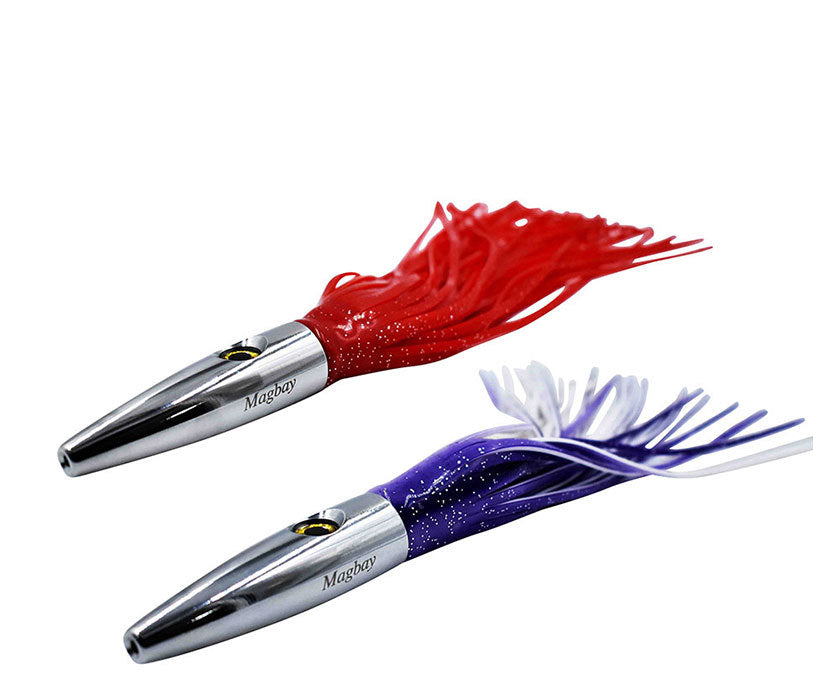 2 Pack High Speed Skirted Wahoo & Tuna Fishing Lures with 6 Ft Leader & Bag