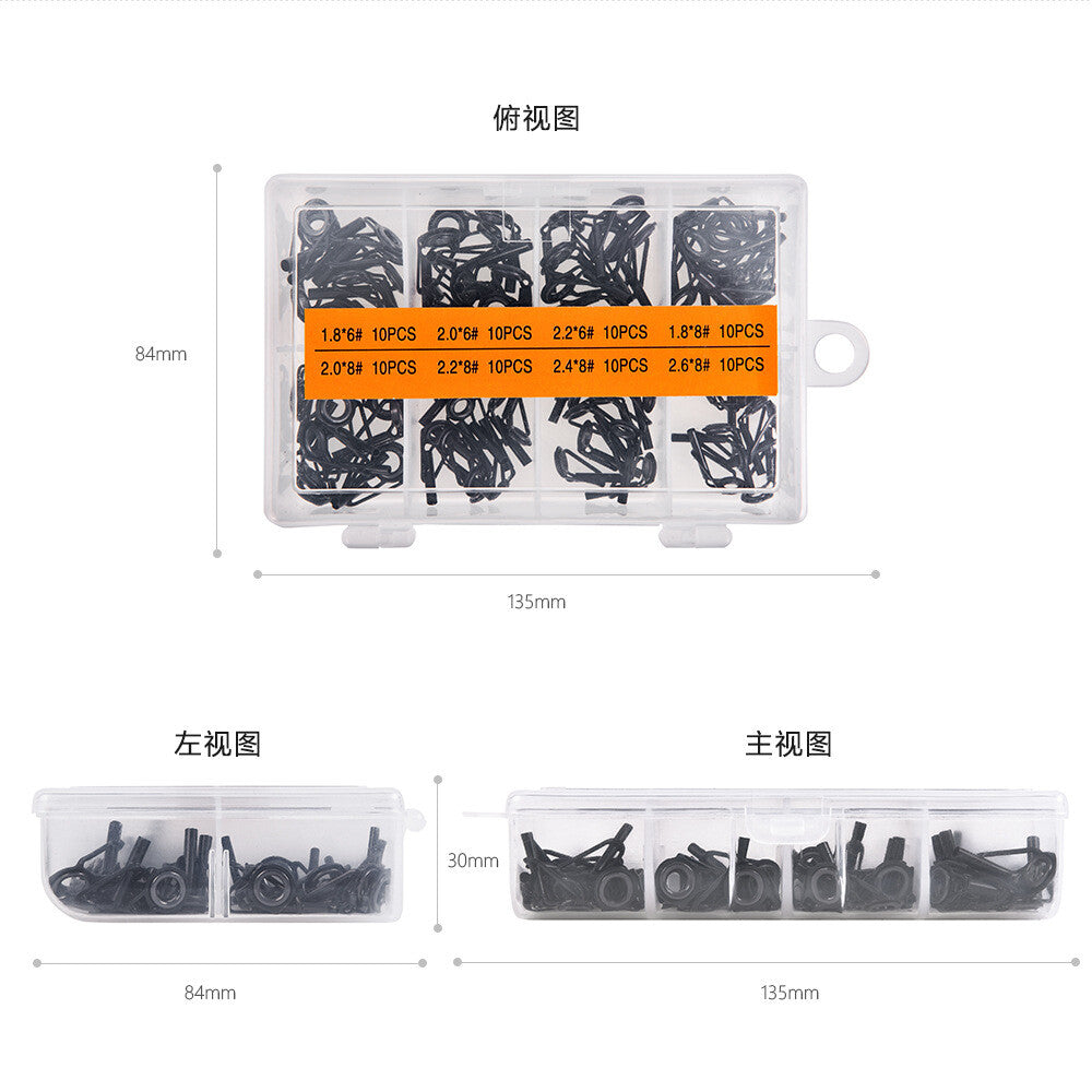 Ceramic Fishing Rod Guide Tips Set - 80pcs, 8 Sizes, Durable Line Repair Kit