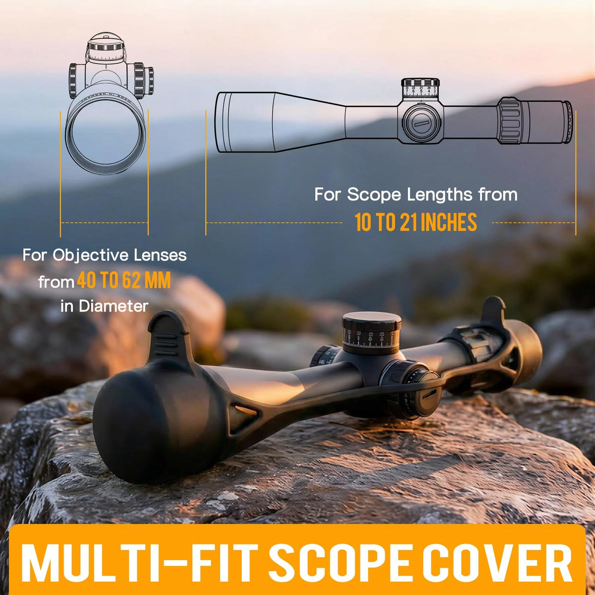Scope Cover for Rifle Scopes up to 62mm Objective Diameter - Durable Silicone