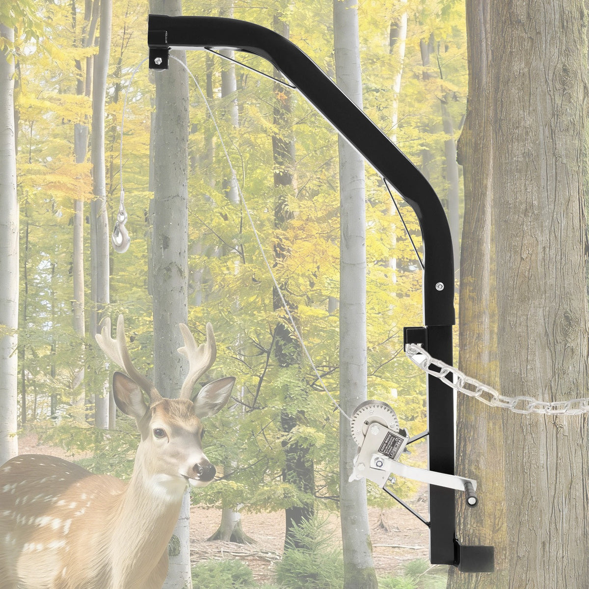 Tree Mounted Deer Hoist for Hunting 400LBS Game Lift Winch, 23FT Steel