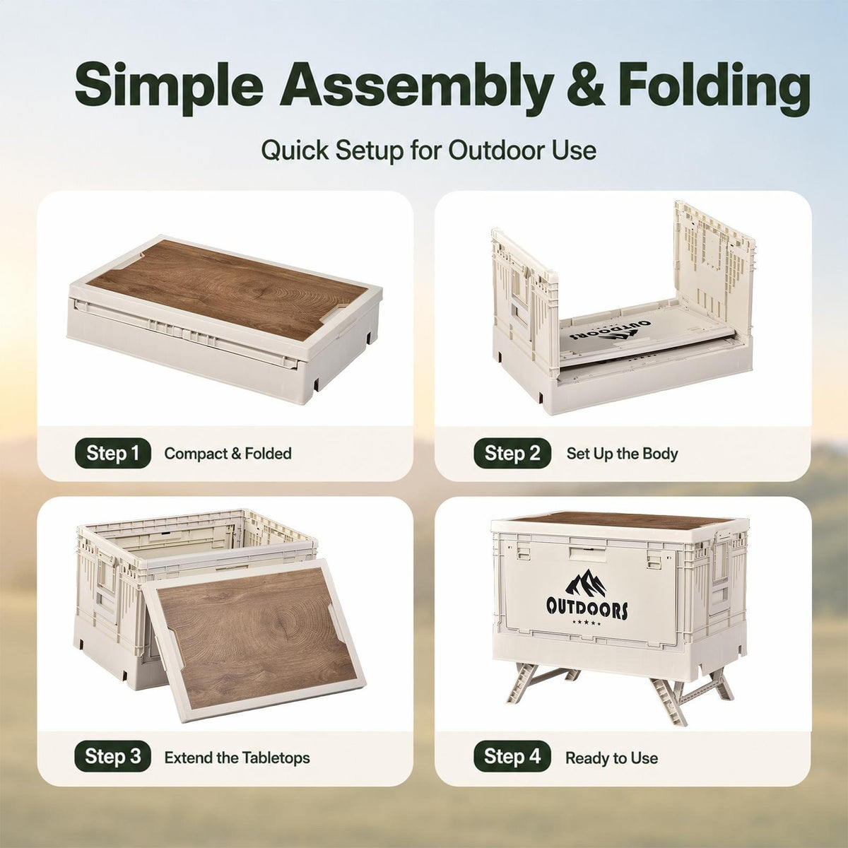 All-in-One Camping Kitchen Storage and Prep Table - Portable Folding Design