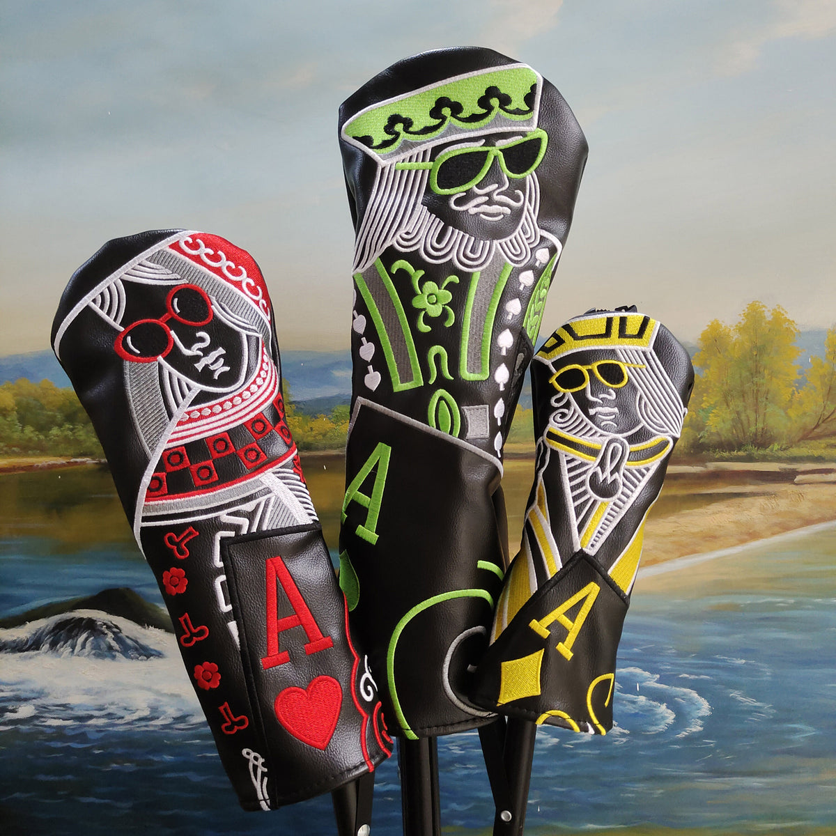 Golf Club Head Covers Set - Wood, Driver, Fairway, Hybrid, PU Leather