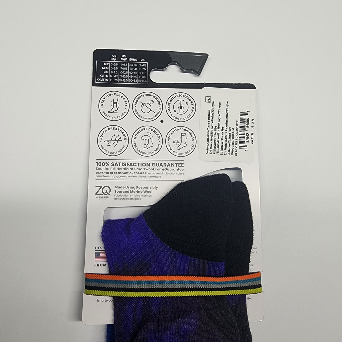 Merino Wool Ski Socks with Targeted Compression - Over The Calf, Forest Graphic, Medium