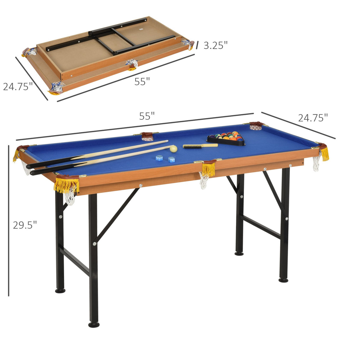 Mini Pool Table with Full Cue & Ball Set – Foldable Tabletop Billiards Game