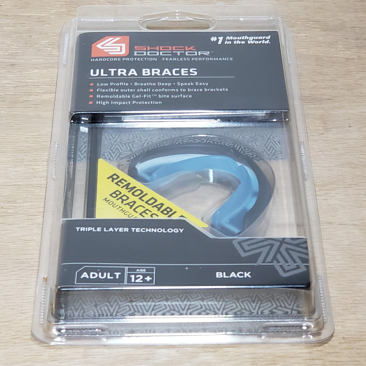 Remoldable Sport Mouthguard for Football - Black, Shock Doctor Ultra Braces