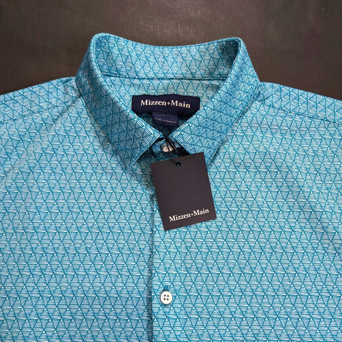 Men's Teal Diamond Mirage Dress Shirt Size Large Classic Fit