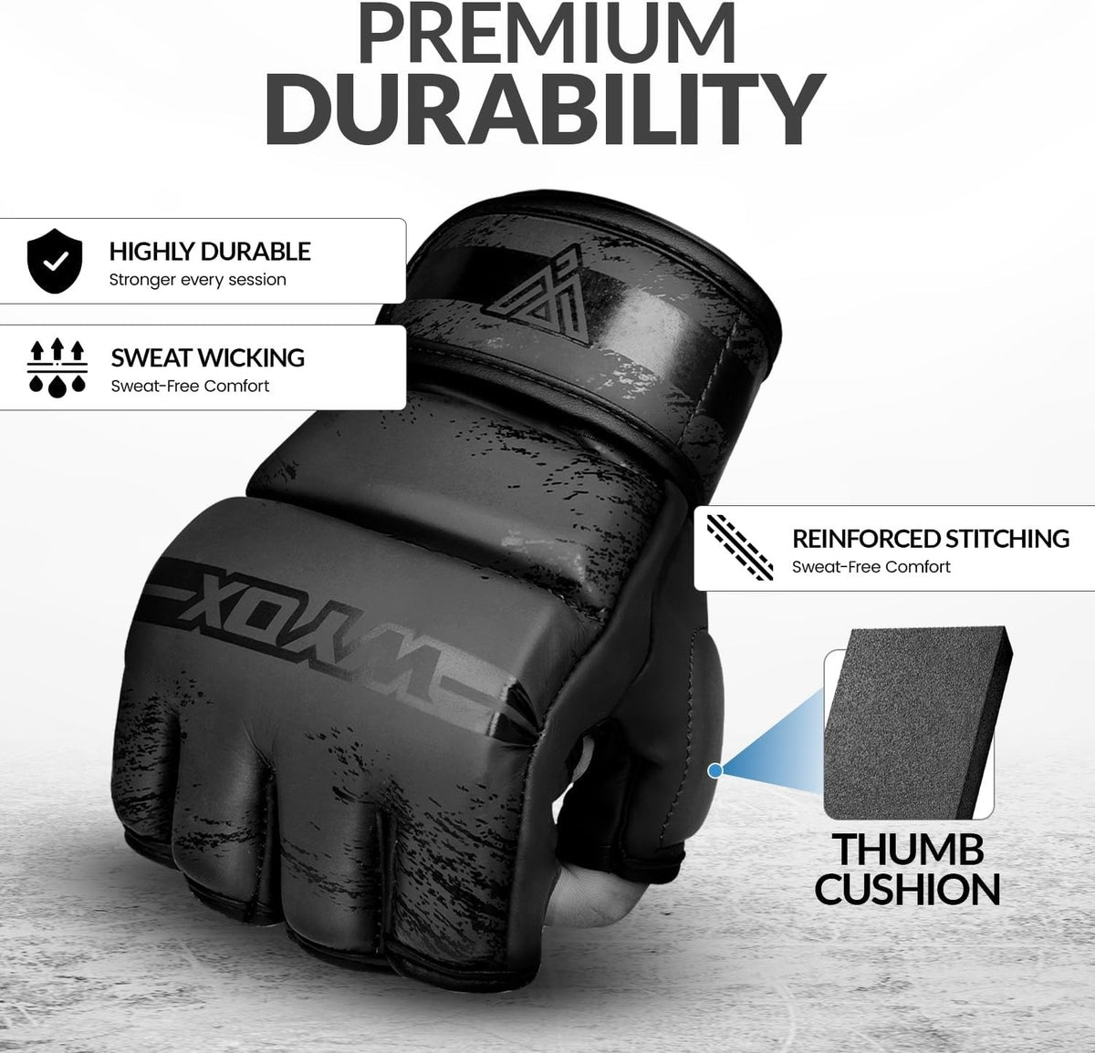 Padded MMA Sparring Gloves for Men Women Open Palm Kickboxing Muay Thai