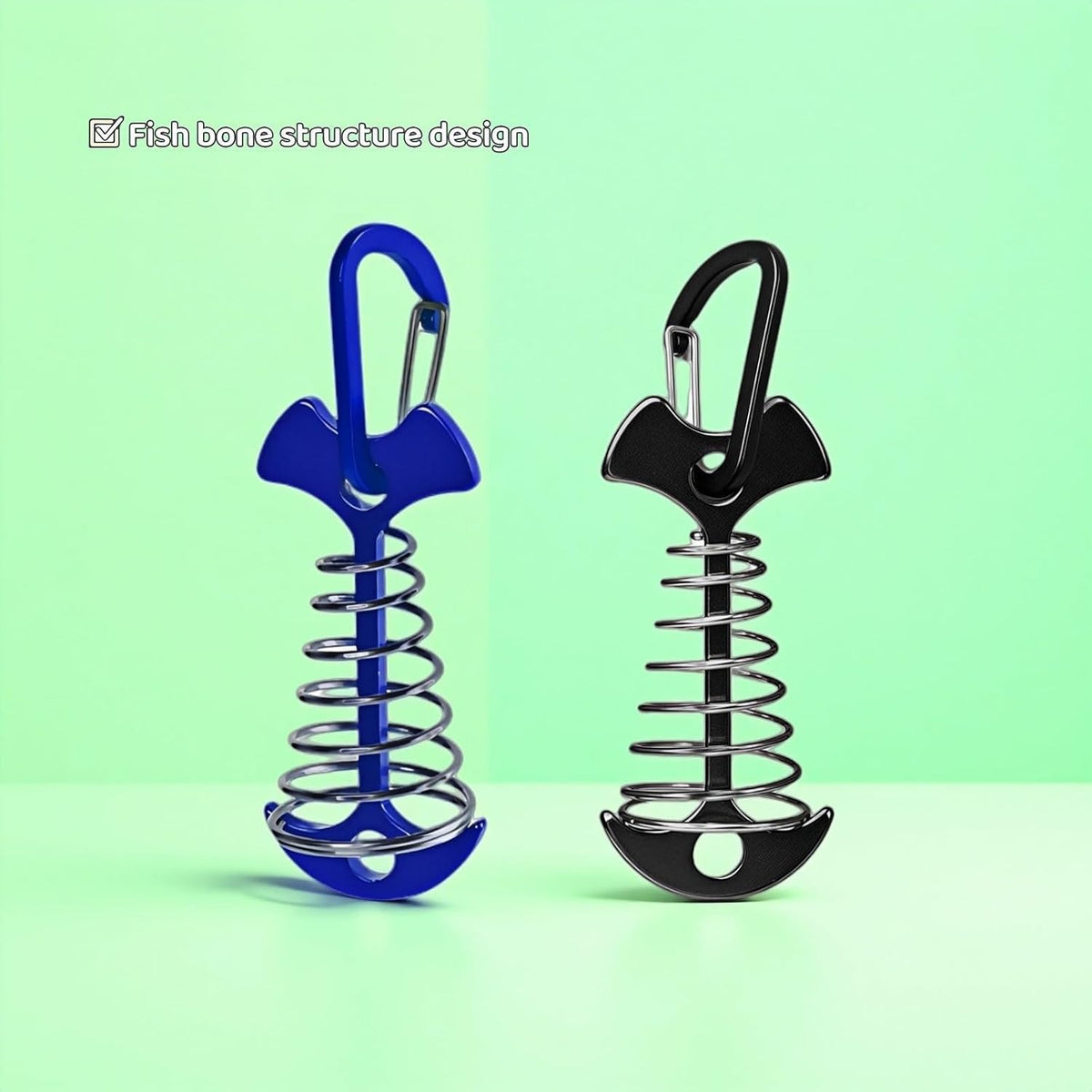 Adjustable Aluminum Tent Pegs with Carabiner for Decks & Canopies