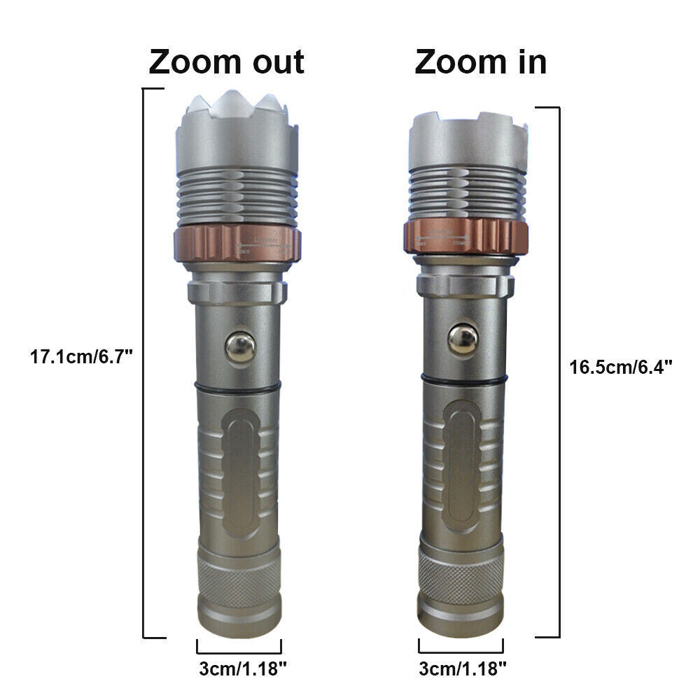 Rechargeable LED Tactical Flashlight 100M Waterproof Work Light 5 Modes