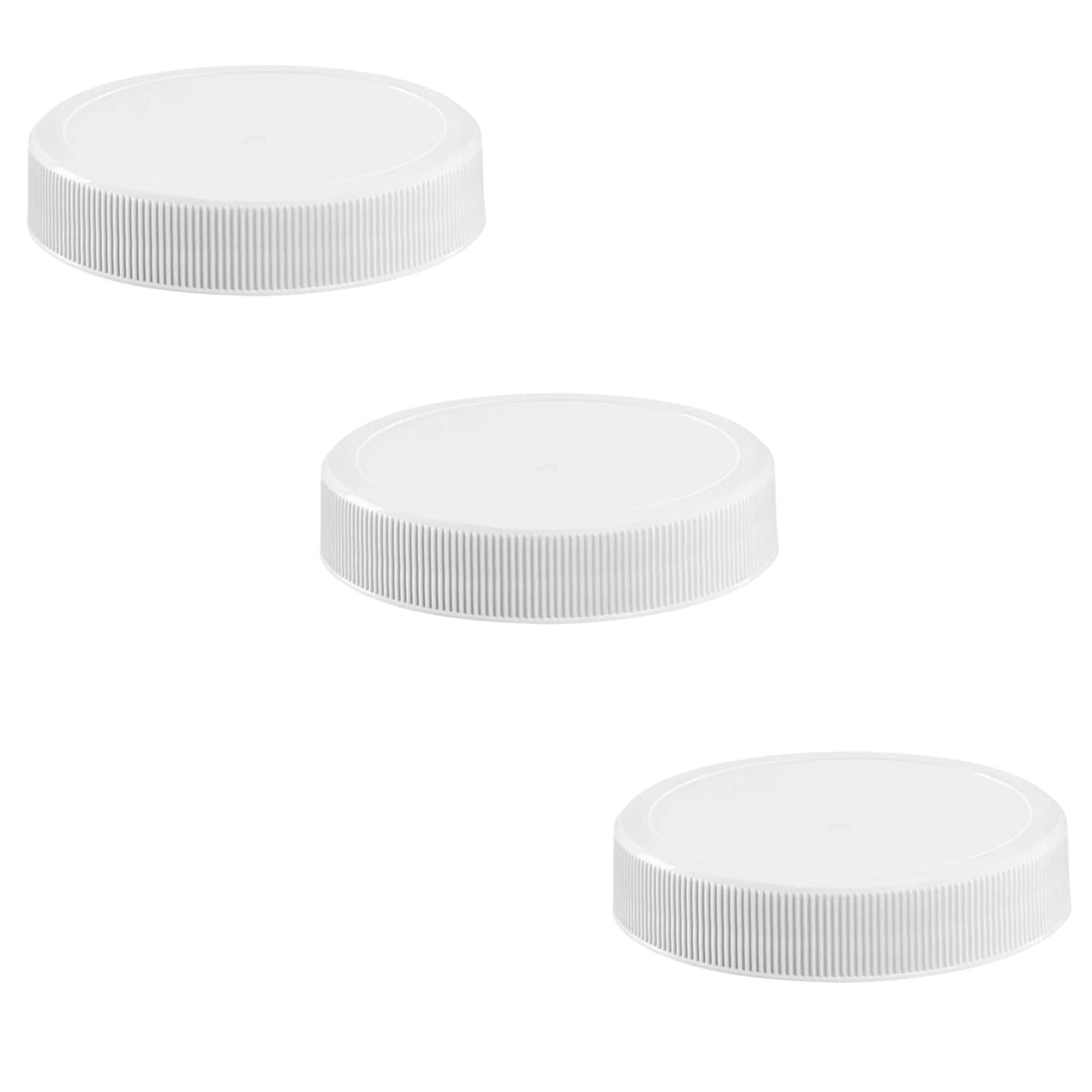 45mm White Ribbed Polypropylene Bottle Caps with PE Foam Liners - 45/400
