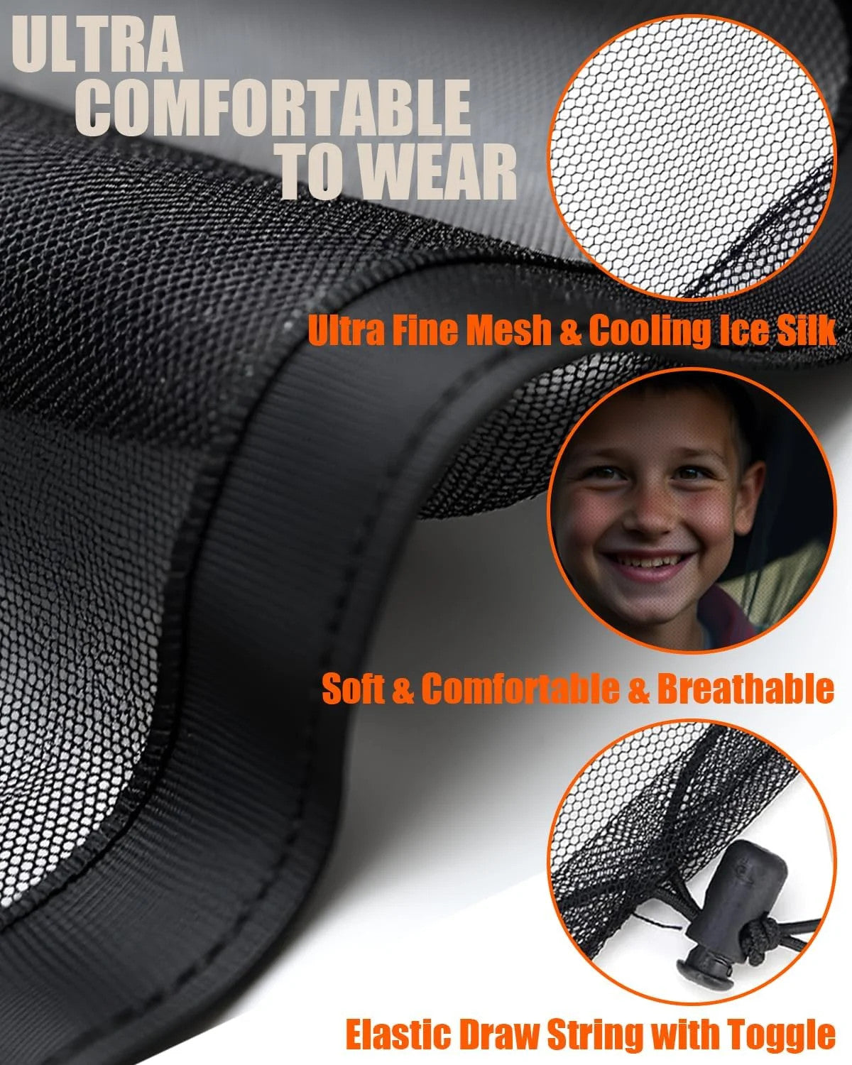Mosquito Head Net 2 Pack Ultra Fine Ice Silk Breathable Large Mesh for Outdoors