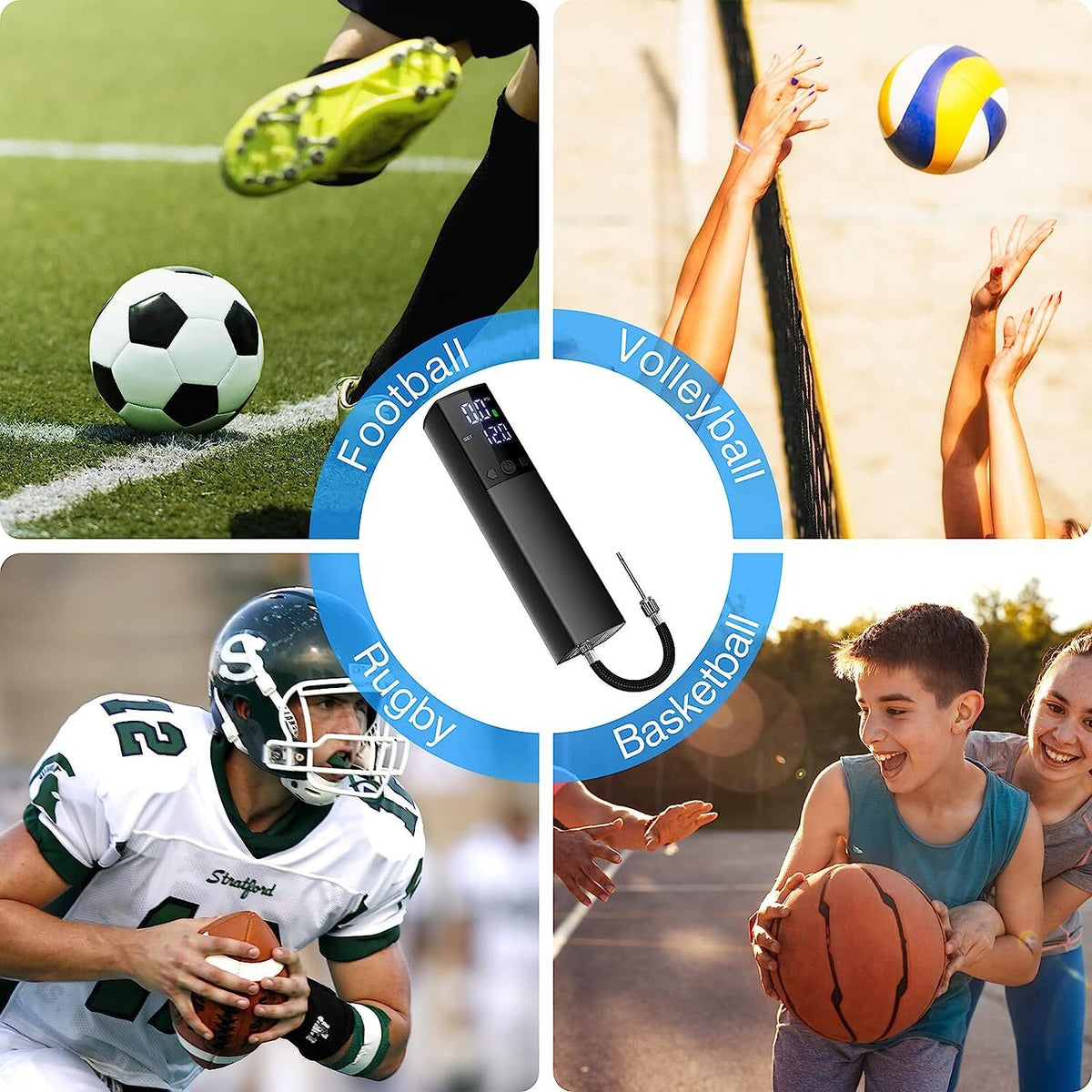 Electric Ball Pump Portable Automatic Inflator with LCD Display