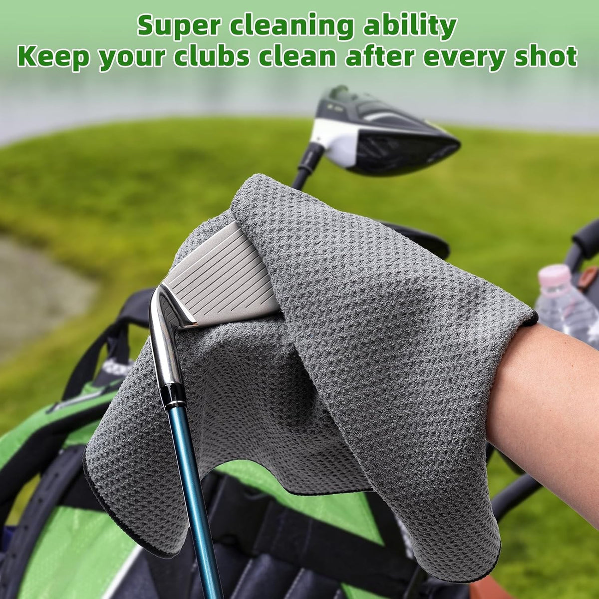 Golf Towels 3 Pack with Carabiner Clip - Microfiber Waffle Design 16x16 Inches