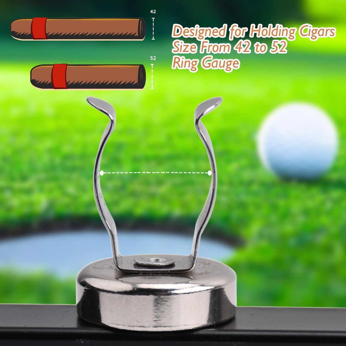 Magnetic Cigar Holder Clip for Golf Cart - Strong Stainless Steel, Silver