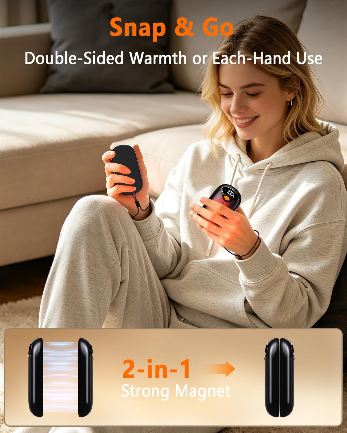 Rechargeable Hand Warmers with LED Digital Display, 2 Pack, Fast Heating
