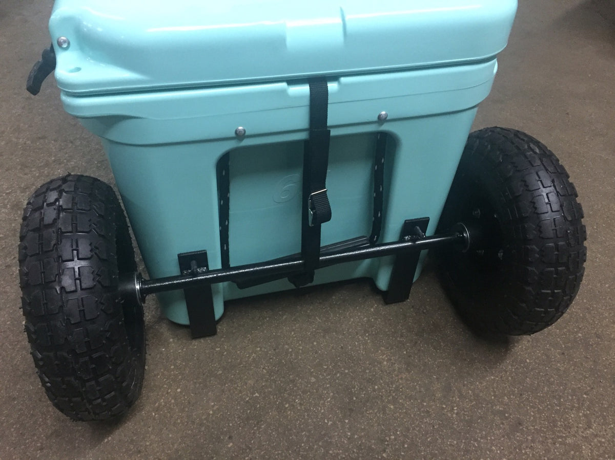 Wheel Tire Axle Kit for YETI 65 Cooler with Support Straps and Black Rims