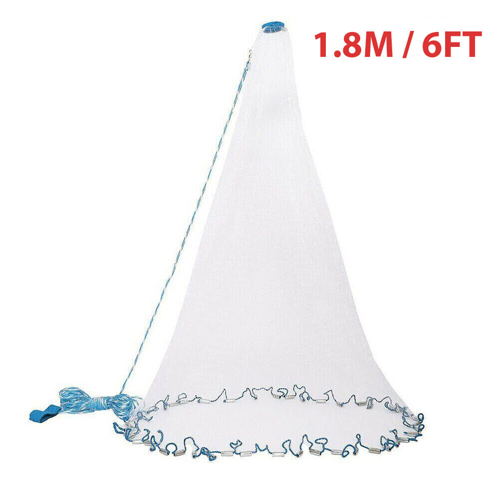 Fishing Cast Net - Heavy Duty Nylon Mesh Bait Net for Anglers